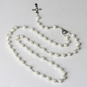 Mecrt Christian Jewelry 8mm <span class=keywords><strong>Rose</strong></span> Beads Religioso Católico Rosario Esmalte Crucifijo Colgante Moda Collar con cuentas - Product Image 6