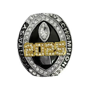 2025 FFL Championship Estilo vintage <span class=keywords><strong>NFL</strong></span> <span class=keywords><strong>Fantasy</strong></span> Football Ring Collection Aleación Anillos de piedras preciosas Fan Favorite - Product Image 5