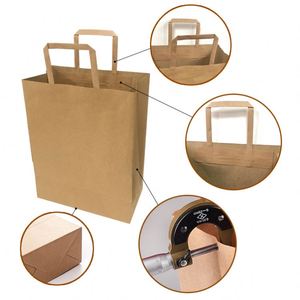 Bolsa de Papel Kraft Marrón Personalizada para Comida de Restaurante, Entrega a Domicilio, con Asa y Logotipo Propio, para Promoción en Supermercados - Product Image 3