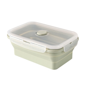 Silicone <b>Lunch</b> <b>Box</b> Rectangle Foldable Airtight Microwave Safe Food Storage Container For Students Office Workers - Product Image 3