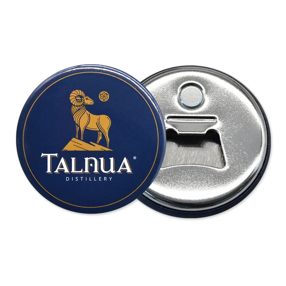 Logo personnalisé rond réfrigérateur aimant étain badge bouton magnétique vin bière bouteille ouvre-bouteille