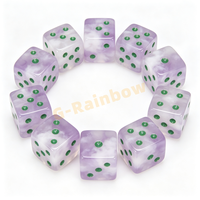 Dés carrés de 16 mm, dés en résine marbrée en forme de cube D6, dés à points verts, dés sculptés à la main, style pierre précieuse, jeux de dés