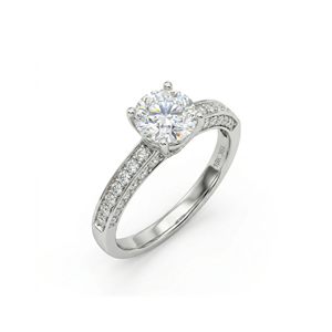 Anillo de Boda Personalizado de Plata Chapada en Oro de 14k con Diamante de 1 Quilate, Corte Brillante, Cultivado en Laboratorio, para Fiestas y Eventos - Product Image 1