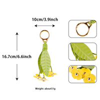 Breloque de sac en PU motif feuille florale fraîche, porte-clés fleur multicolore pour sac à main, sac à dos, pochette, accessoires de bagage