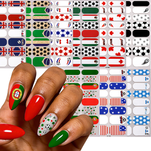 <span class=keywords><strong>En</strong></span> Stock, Adhesivos para <span class=keywords><strong>Uñas</strong></span> con Diseño de la Bandera Nacional de la Copa Mundial de Fútbol, sin Lámpara UV, Resistentes al Agua - Product Image 4