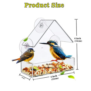Comedero para Pájaros de Acrílico Transparente para Exteriores, con Soporte de Pared y Recipiente para Mascotas - Product Image 5