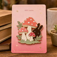 Badge en émail dur personnalisé OEM, broche de revers, motif champignon, lapin, animal mignon, en métal, vente en gros, cadeau souvenir