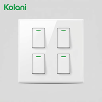 Sakelar Lampu Dinding Minimalis dengan 4 Tombol Rocker Berlampu, Panel Empat Modul 120 Persegi 16A 250V Putih Mengkilap untuk Hotel