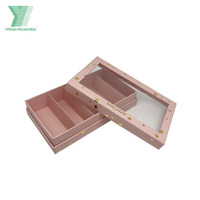 Boîte en carton rose de qualité alimentaire avec logo personnalisé pour la vente en gros, emballage cadeau pour bonbons, boîte à chocolat de luxe avec séparateurs