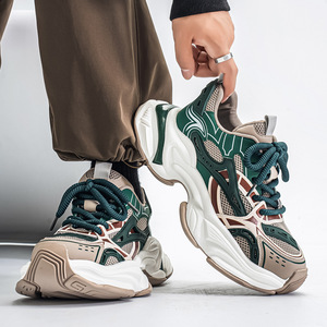 รองเท้าทรง Chunky สำหรับผู้ชาย รองเท้าผ้าตาข่ายระบายอากาศสำหรับฤดูร้อน รองเท้ากีฬาพื้นหนา รองเท้าทรง Dad Shoes ส้นเตี้ย พื้นยาง - Product Image 4