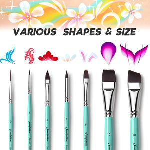 Pinceaux de peinture acrylique personnalisés en poils synthétiques de qualité supérieure Fontainebleau, pinceaux plats, angulaires et ronds pour le maquillage du visage, 7 pièces/ensemble - Product Image 5
