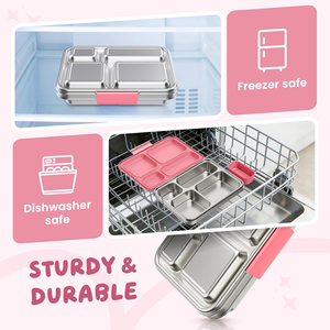 Kids Leak-proof Toddlers Lunch <b>Container</b> 5 Compartments Dishwasher Safe Stainless Steel Bento <b>Box</b> with Silicone Lid - Product Image 3