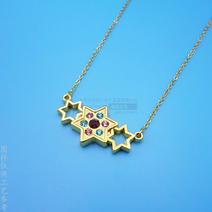 Gold <b>Star</b> Pendant Necklace With Colorful Rhinestones Hollow <b>Design</b> For Gift - Product Image 4