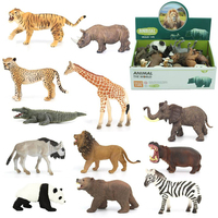 Boîte de présentation Pack de 12 pièces 5/6/8 pouces PVC Tigre Hippopotame Lion Éléphant Panda Zèbre Modèle creux Jouet en plastique Animal de la jungle