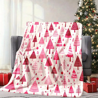 Couverture en flanelle imprimée motif sapin de Noël moderne pour canapé de bureau, toutes saisons