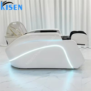 Cama de Champú de Lujo Totalmente Automática para Spa Capilar, Carcasa de Fibra de Vidrio, Luz LED, Sistema de Masaje Multifuncional, Agua Circulante, Cerámica - Product Image 4