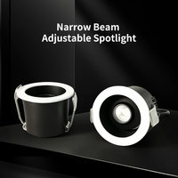 Spot encastré LED rond noir 3W à angle ultra-étroit réglable pour la maison, les galeries d'art et les musées