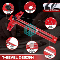 Règle en T en aluminium réglable de 13 pouces, traçage sur bois avec échelle d'angle, marquage métrique + impérial pour le dessin de lignes en menuiserie