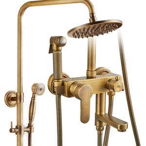 Robinet de lavabo mural moderne en laiton doré CE, mitigeur européen, robinet de salle de bain rétro vintage en bronze doré, ensemble de douche - Product Image 1