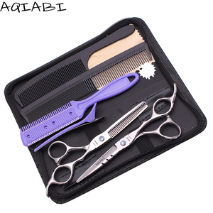 AQIABI Japan taglio capelli inox forbici 5.5 "6" forbici da barbiere affilato pettine per diradamento cesoie A1010 parrucchiere - Product Image 1