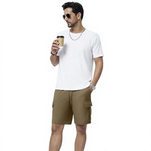 Shorts cargo décontractés pour hommes, à carreaux, taille élastique, style bermuda, avec poches, en tissu de laine, polyester/coton, séchage rapide - Product Image 6