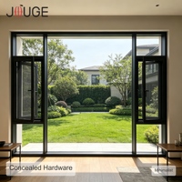 JOUGE Fenêtre en aluminium à ouverture extérieure avec moustiquaire intégrée en treillis d'acier 304, Série 120, Épaisseur de paroi 1,8 mm, Bande PA66 de 44 mm pour projets