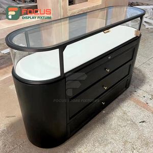 Vitrine de présentation en verre de luxe moderne, vitrine à bijoux en métal, éclairage LED, comptoir en bois de haute qualité pour magasin de détail, centre commercial - Product Image 4