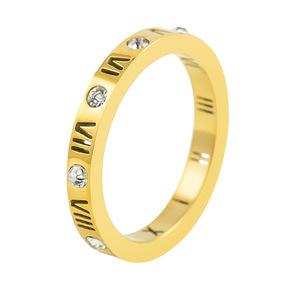 yunnique <b>Titanium</b> Steel Roman Numeral Diamond <b>Ring</b> Unisex Everyday Wear Gold Silver Couple <b>Rings</b> - Product Image 5