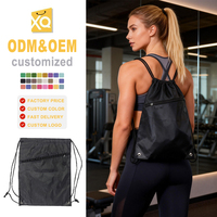 Sac à cordon en polyester durable avec logo personnalisé promotionnel Sac à dos à cordon noir pour le sport et la salle de sport