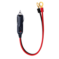 Kabel Daya Terminal O-Ring dengan Colokan Pemantik Rokok Mobil, Kabel Merah Hitam untuk Pengisian Baterai RV dan Sepeda Motor