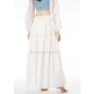 กระโปรงพลีททรงสวิงสีขาวสำหรับผู้หญิง แฟชั่นใหม่ฤดูร้อนปี 2025 สไตล์ยุโรปและอเมริกา กระโปรงยาวแบบเค้กแต่งลูกไม้ - Product Image 3