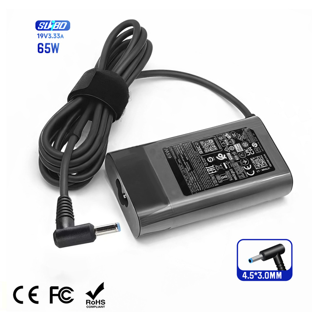 New Slim 65W Laptop Charger 19.5V 3.33A AC Adapter for HP Envy x360 Pavilion EliteBook Series Blue Tip