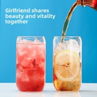 Bouteille d'eau réutilisable en verre sans BPA de 16 oz en forme de canette avec couvercle en bambou et paille, pour café glacé, coffrets cadeaux, bureau et maison