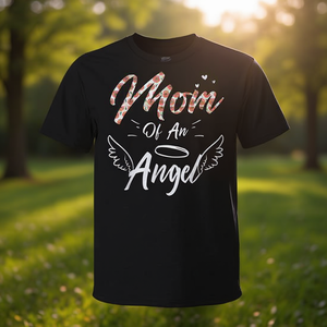Camiseta Mom Of An Angel de algodón negro con cuello redondo para mamás y madres - Product Image 3