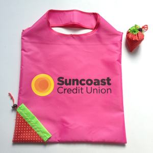 Promotion d'usine : Sacs de courses pliables en polyester et nylon, forme fraise, avec impression de logo personnalisé pour supermarché - Product Image 3