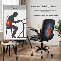 Chaises de bureau en cuir Yazhi à dossier haut, pivotantes et réglables, tabourets de dessin, chaises de bar et de caisse - Design ergonomique, minimaliste et moderne