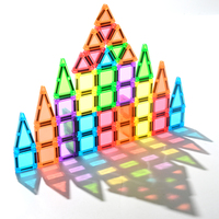 Ensemble de 40 tuiles magnétiques pour le voyage, mini blocs STEM, boîte en fer pour les enfants de 3 à 8 ans, tuiles de construction magnétiques pour avion