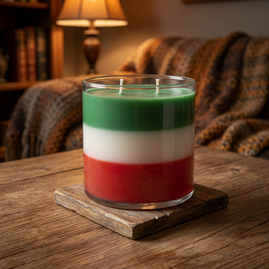 Pot à bougie cylindrique en verre, rouge, blanc, vert, orange, superposé, parfumé, décoration d'intérieur, rond, résistant à la chaleur - Product Image 1