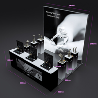 Stand d'exposition lumineux modulaire en aluminium 10x10 pieds avec espace de rangement, forme droite, conception gratuite pour salon professionnel