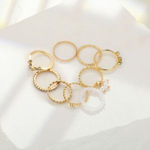 Juego de 9 Anillos de Mariposa con Pedrería de Diseño Nuevo para Mujer, Anillo de Dedo Vintage con Imitación de Perla - Product Image 6