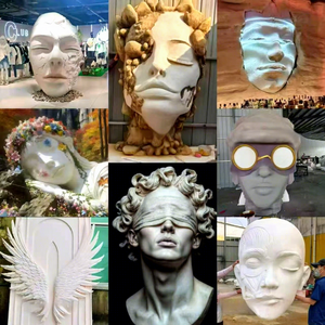 Sculpture géante en mousse visage humain, figurine artistique pour café, personnalisable pour espaces commerciaux, grande décoration Méduse - Product Image 3
