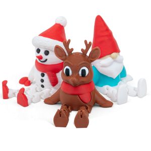 Figuras Decorativas de Plástico Impresas en 3D, Santa Claus, Alce, Muñeco de Nieve, Articuladas, Creativas, Unisex, Hechas a Mano, para Regalo - Product Image 1