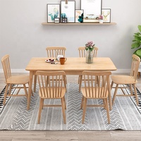 Ensemble Table à Manger en Bois Minimaliste pour Intérieur avec 2/4/6/8 Chaises