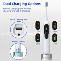 Relish Vibrosonic Cepillo de dientes Pantalla LCD Doble acción Cepillo de dientes eléctrico sónico Juego de cepillos de dientes inteligentes Viaje