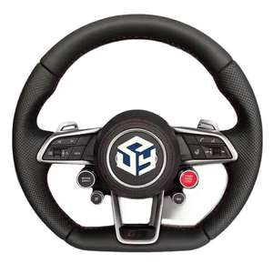 Volante Deportivo con Botón de Encendido, en Cuero y Fibra de Carbono, con LED, para Audi R8 A4 A5 A6 A7 RS3 RS6 RS7 C7 C8 B9 B9.5 <span class=keywords><strong>S3</strong></span> SQ5 Q3 Q7 Q8 - Product Image 3