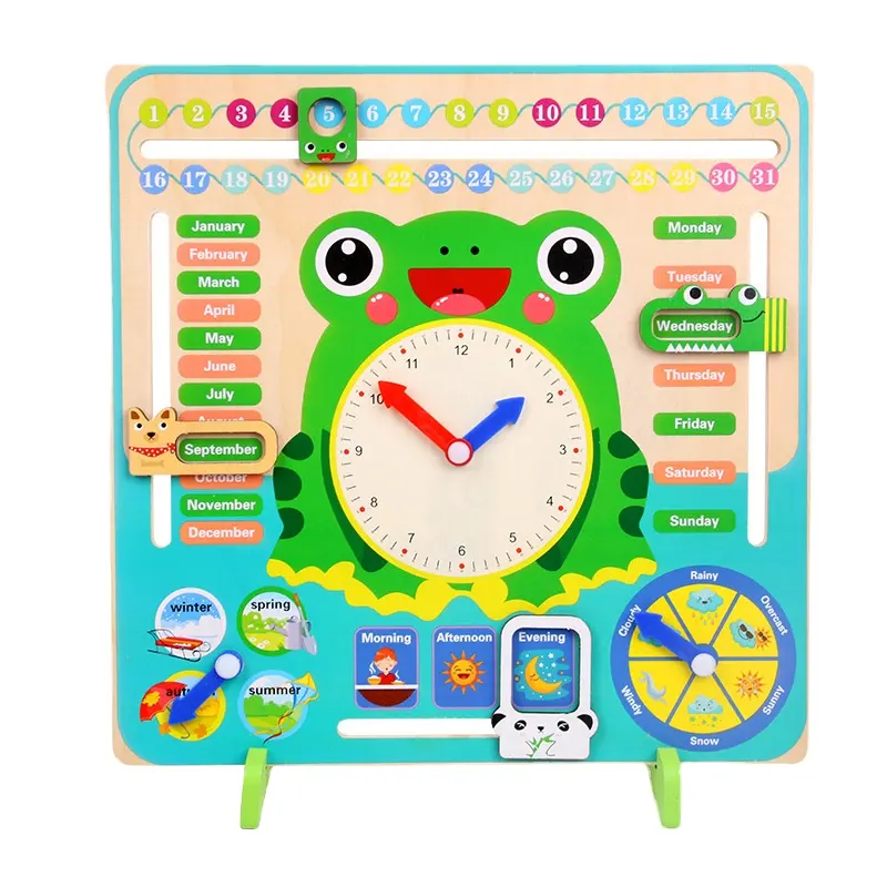 HOYE CRAFTS Montessori Kids Hot Selling Erkennungs uhr Kinder Lernspiel zeug Multifunktions-Digitaluhr aus Holz