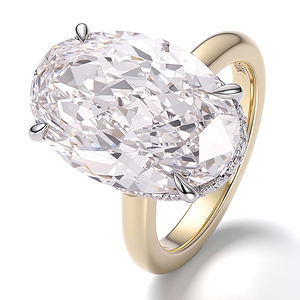 Bagues de fiançailles et de mariage sur mesure en or blanc massif 18K, 14K, 10K, serties de diamants de laboratoire DEF de luxe 1-15 carats, pour femmes. - Product Image 1