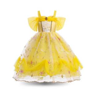 Robe de princesse brodée de fleurs dorées HP pour filles, idéale pour les fêtes, Noël, anniversaire, avec accessoires - Product Image 2