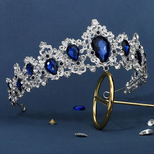Diadema <span class=keywords><strong>de</strong></span> Cristal <span class=keywords><strong>de</strong></span> Lujo con Coronas <span class=keywords><strong>de</strong></span> Aleación Coloridas y Pedrería, Corona Nupcial para Boda, Tiara <span class=keywords><strong>de</strong></span> Princesa Hecha a Mano, Venta al por Mayor - Product Image 2
