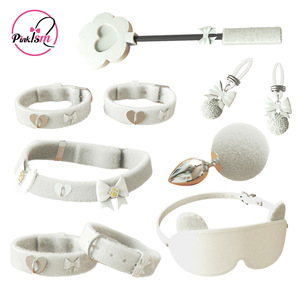 Customized SM Bichon Frise <b>Bondage</b> Theme SM Sex Toy <b>Set</b>: Collar, Handcuffs, Leg Cuffs, Leather Slap, Anal Plug, Gag, Blindfold - Product Image 1
